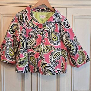 3 Sisters Pink Paisley Crop Jacket Large